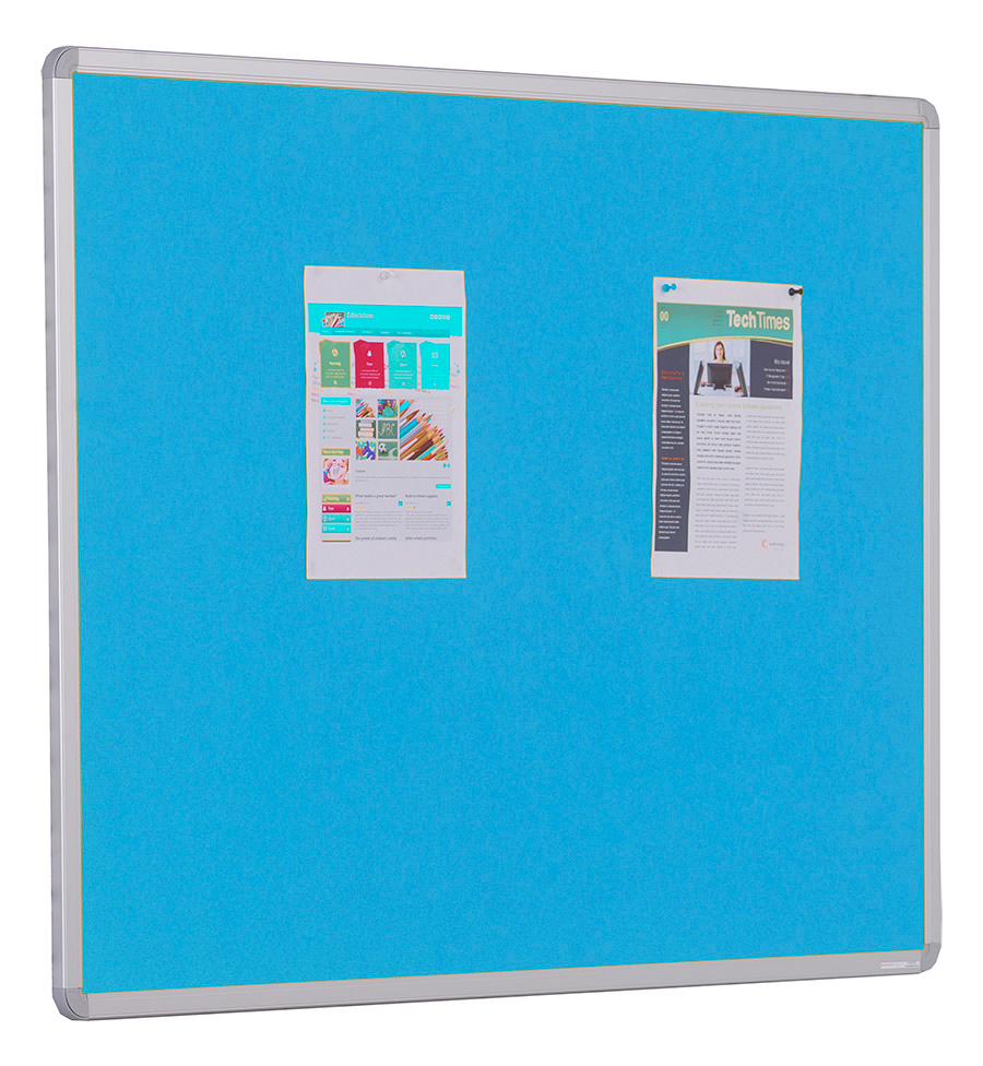 Light Blue Aluminium Framed Accents FlameShield Class 0 Noticeboard Ideal For Schools